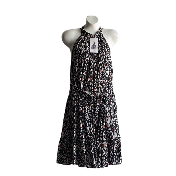 BTFBM Dresses & Skirts - BYFBM Black and White/orange Ruffled Halter Mini Dress size Medium